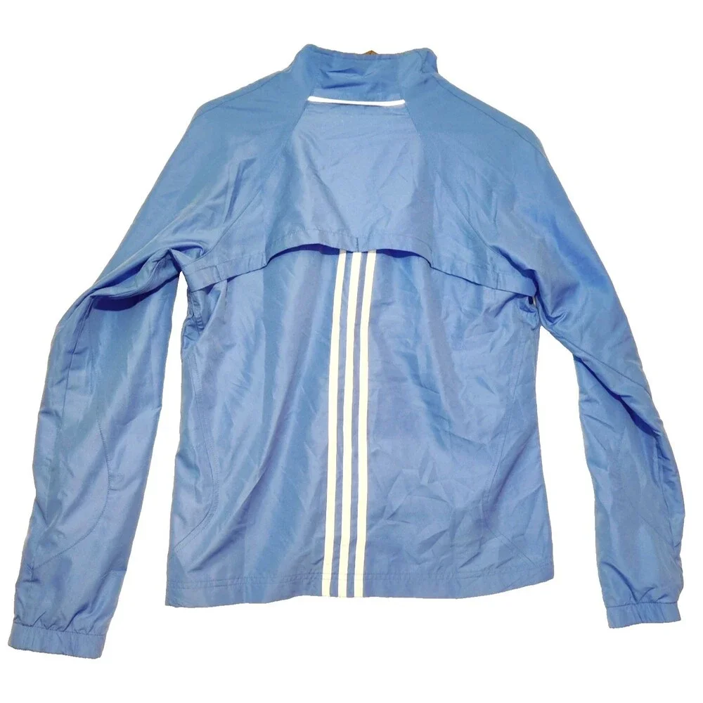 Vintage Y2K Adidas Women's Windbreaker Zip Up Light Weight Blue Size:M